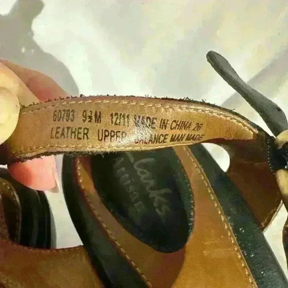 Clarks Artisan Leather Sling back Wedge Sandals Black 60793 Size 9.5 - Picture 9 of 9